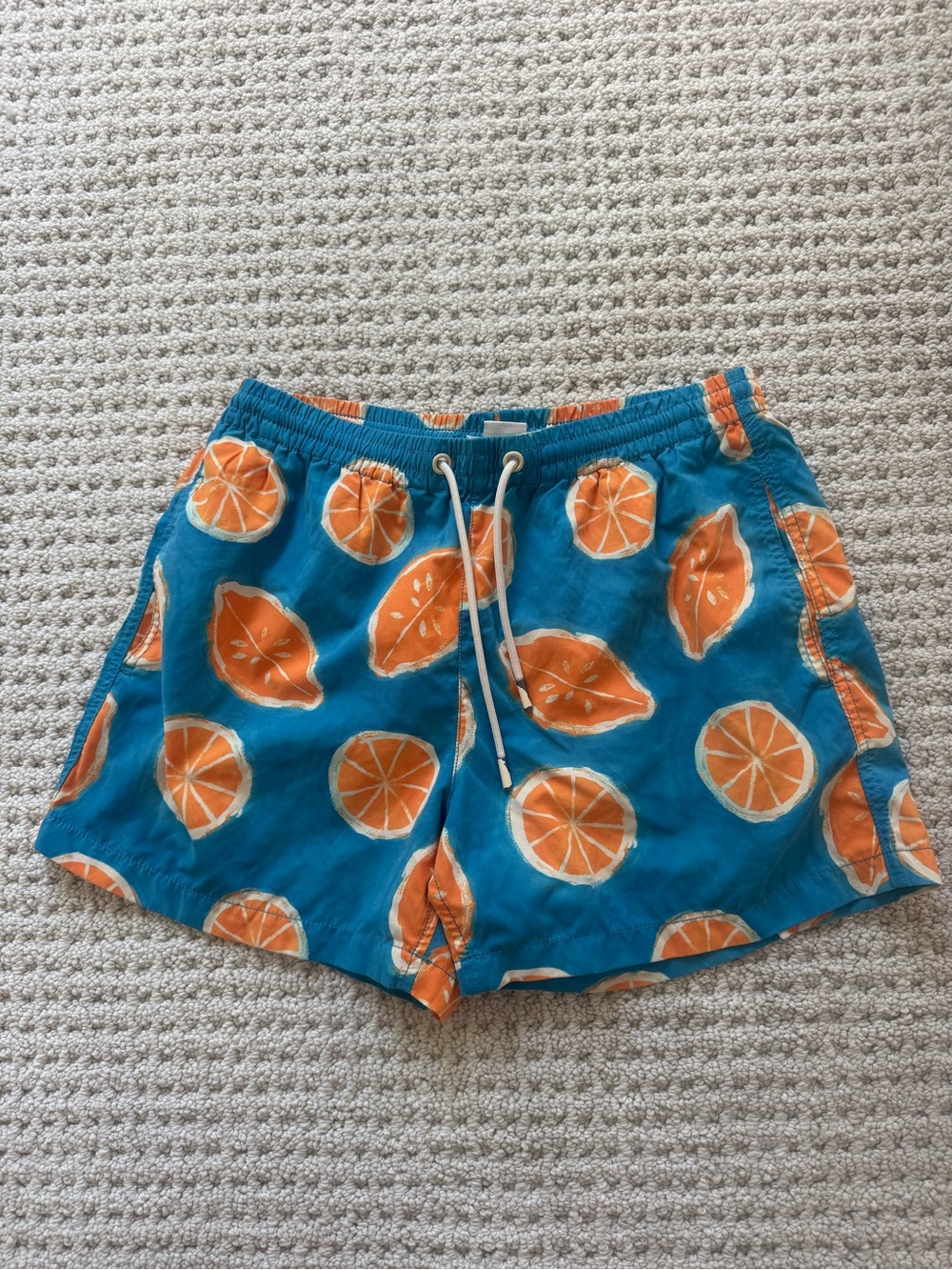 Zara Teal and Orange Citrus Print men’s Swim Shorts